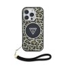 guess iml leopard triangle logo strap magsafe zadni kryt pro iphone 16 pro hneda
