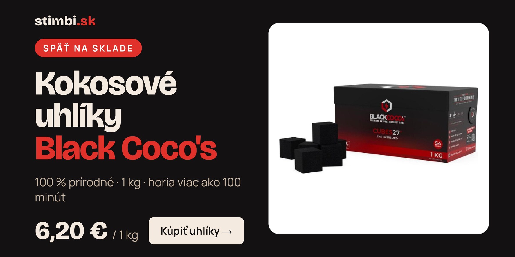 Kokosové uhlíky Black Coco's 1 kg