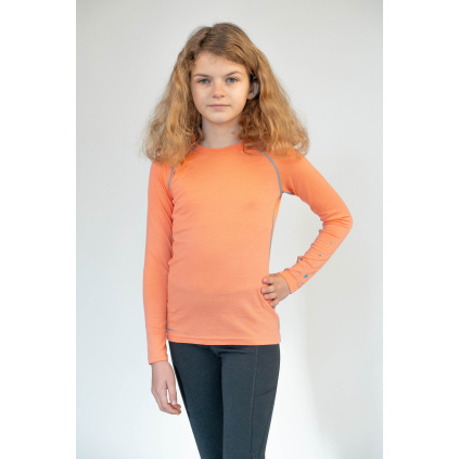 Dětské meruňkové MERINO triko s dlouhým rukávem