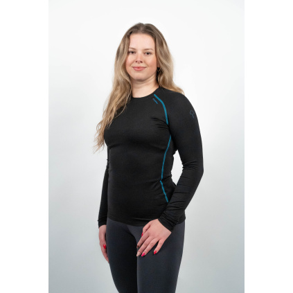 Dámské černé MERINO triko s dlouhým rukávem