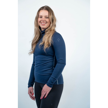 Women's navy MERINO turtleneck with long sleeves