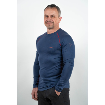 Men's navy MERINO long sleeve shirt