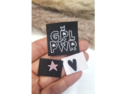Tkaný štítok Mix GRL PWR