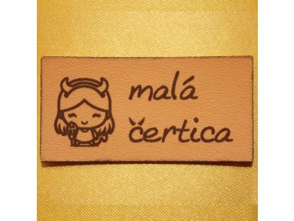 Štítok - malá čertica  koženkový štítok