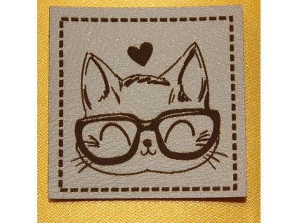 Štítok - mačka s okuliarmi