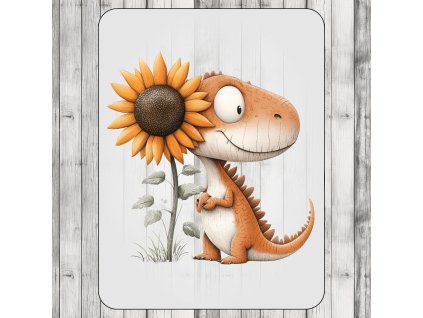 DTF transfer/nažehľovačka Dino so slnečnicou