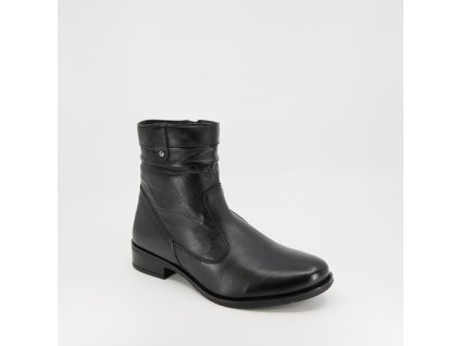 Dámská kožená kotníková obuv na zip v černé barvě KLONDIKE