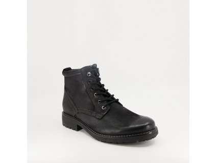 Pánská kožená kotníková obuv na hrubé podešvi v černé barvě KLONDIKE