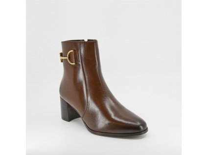 Dámská kožená kotníková elegantní obuv na zip na podpatku v tmavě hnědé barvě STIVAL