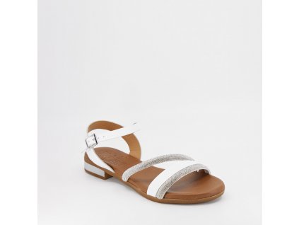Dámské kožené sandály OH MY SANDALS v bílo-stříbrné kombinaci