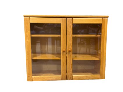 Solid wood chest of drawers with glass doors