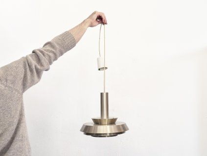 Danish Aluminium Pendant Light Lyskaer Belysning 1970s