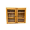 Solid wood chest of drawers with glass doors