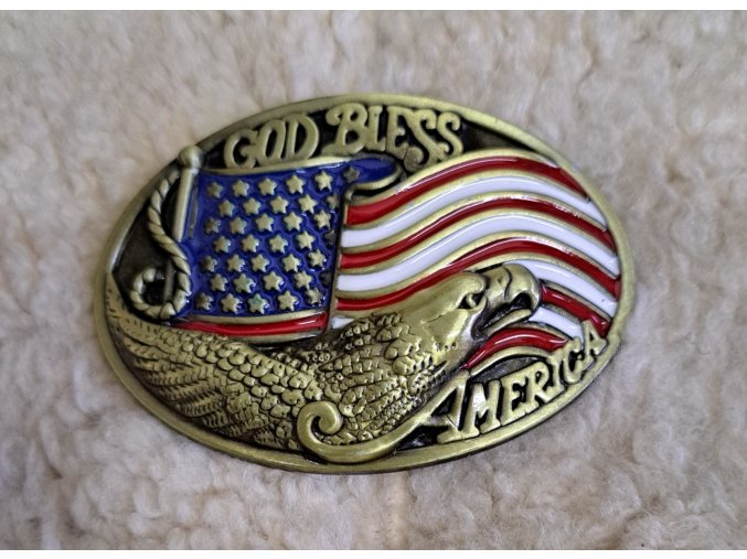 Westernová přezka GOD BLESS AMERICA