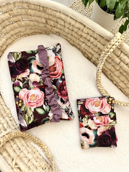 Plenkovník + obal na očkovací průkaz - růže a pivoňky