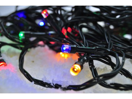LED venkovní vánoční řetěz, 50 LED, 5m, přívod 3m, 8 funkcí, časovač, IP44, vícebarevný