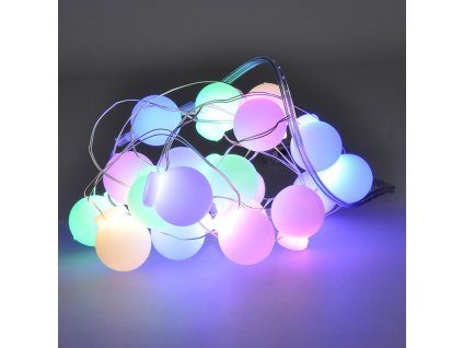 Solight LED vánoční řetěz barevné koule, 20x LED, 2m, 2x AA