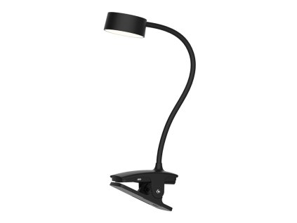 LED stolní nabíjecí lampička, 2W, 210lm, 3CCT, černá, clip
