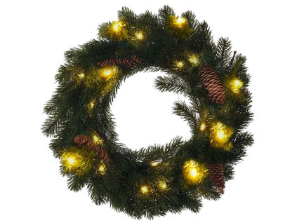Solight vánoční věnec, průměr 40cm, 15x LED, IP44, 3x AA, časovač