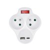 Rozbočka s USB A+C nabíječkou, 2 x 10A, bílá, vypínač