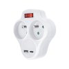 Rozbočka s USB A+C rychlonabíječkou 20W PD, 2 x 10A, bílá, vypínač