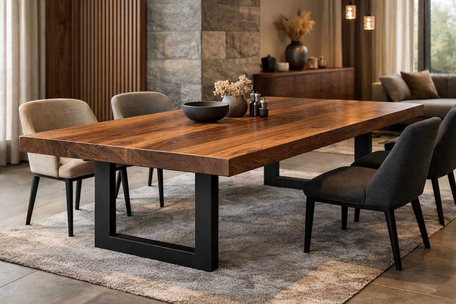 Pohodlný obědový stůl z ořechu