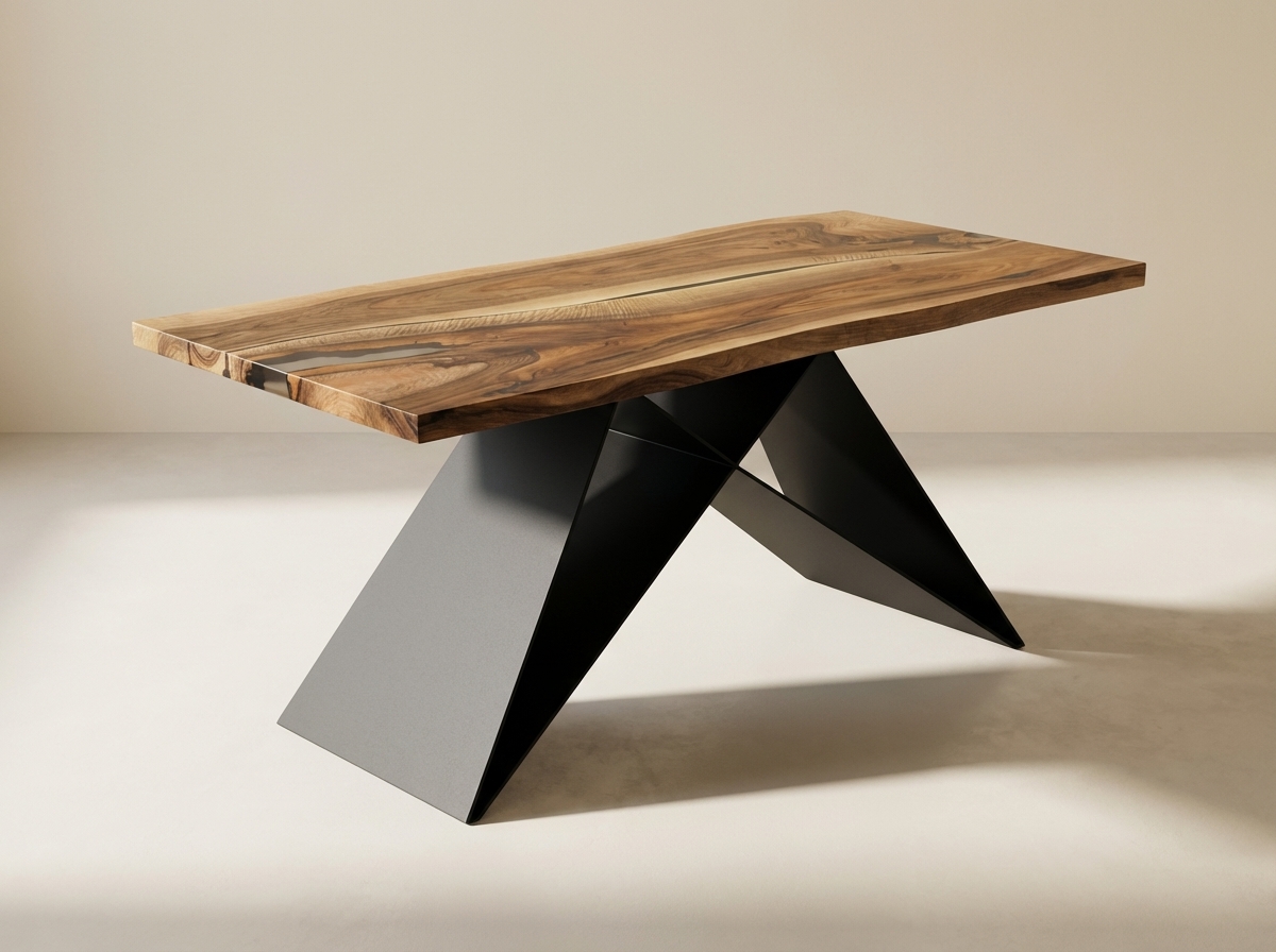 Jídelní stůl MASIVIO z masivu s kovovou podnoží