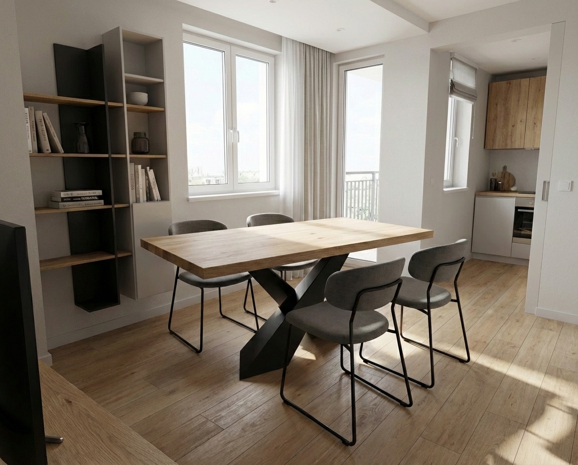 Vizualizace stolu v malém bytě