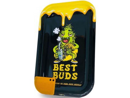 8c254682e2d8cab02b37e6c18983dcce best buds dab large metal rolling tray with magnetic grinder card