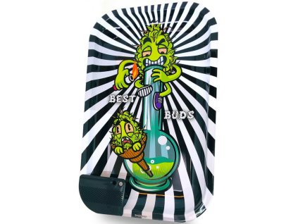 fca3236dab8957b36049058686726ba5 best buds smoke me large metal rolling tray with magnetic grinder card