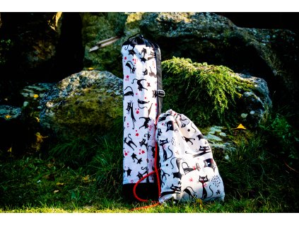Obal na jógamatku Kočka, černý lem, 60cm