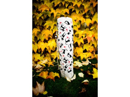 Obal na jógamatku Kočka, přírodní lem, 60cm