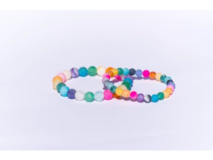 Náramek pro maminku a dítě - achát dračí multicolor 6/8mm
