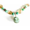 Náhrdelník achát zelený, záhněda a fluorit