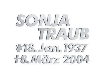 Bronzový nápis Traub na náhrobek