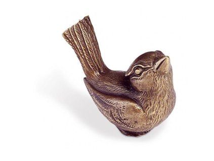 Bronzový ptáček na náhrobek, 4×4×3 cm