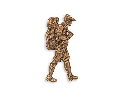 Bronzerelief Wanderer für Grabstein, 8×3,5 cm oder 13×5,5 cm