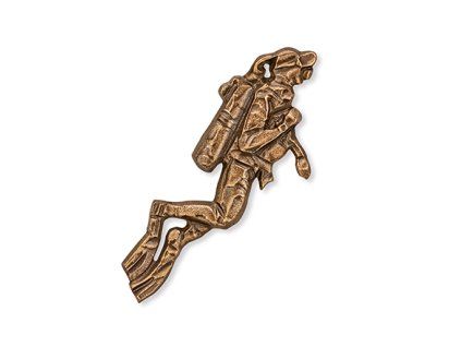 Bronzerelief Taucher für Grabstein, 9,5×4 cm oder 16×6,5 cm