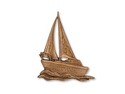 Segelboot aus Bronze für Grabstein, 10×8,5 cm oder 15×12,5 cm