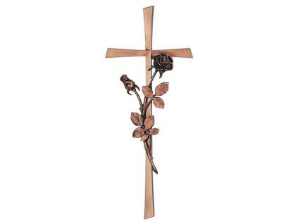 Náhrobní kříž Revant s růží, bronz, 40×15 cm