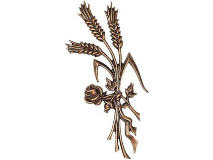 Bronzeplakette Ähren mit Rose, 29×13 cm