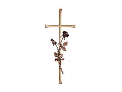 Náhrobní kříž Elegant s růží, bronz, 30–60 cm
