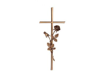 Náhrobní kříž Karund s růží, bronz, 40–60 cm