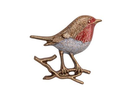 Bronzový červenáček na náhrobek, 6×6 cm