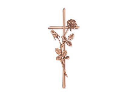 Náhrobní kříž Scriptura s růží, bronz, 40–60 cm