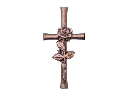 Grabkreuz mit Rose aus Bronze, 12×6 cm oder 20×10 cm