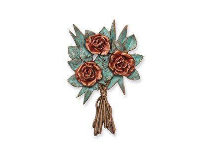 Bronzestrauß Rosen für Grabstein, 13,5×9 cm oder 21,5×14,5 cm