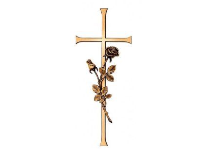 Grabkreuz »Antikon« mit Rose, Bronze, 40×15 cm oder 50×20 cm