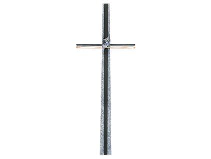 Náhrobní kříž s křišťálem, bronz, 92×36 cm