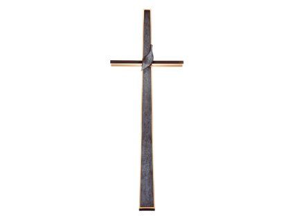 Náhrobní kříž s křišťálem, bronz, 91×33 cm